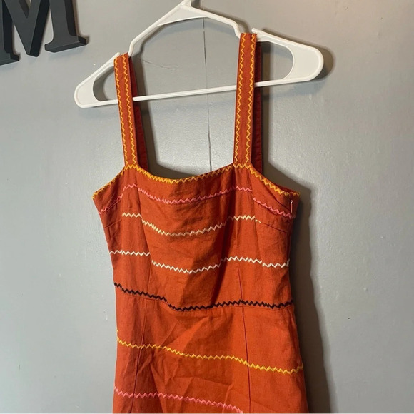 NWT forever 21 rust orange Embroidered Multicolor Striped Dress Sz medium - Picture 10 of 12
